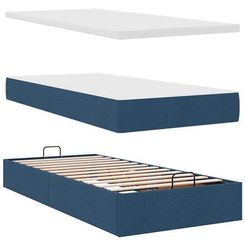 Struttura Letto Pouf con Materassi Blu 180x200cm in Tessuto - Foto 9