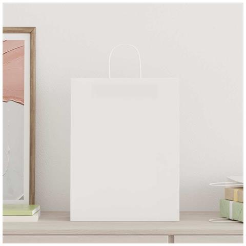 Sacchetti di Carta 250 pz con Manici Bianchi 32x12x42 cm - Foto 2