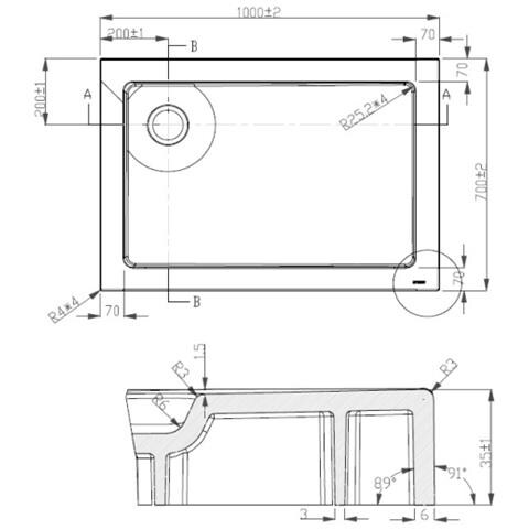 Piatto Doccia 70x100 Cm Rettangolare Ribassato Resina H3.5 Cm Monaco Bianco - Foto 2