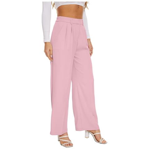 Pantaloni Da Donna A Vita Alta Gamba Larga Rosa M - Foto 2