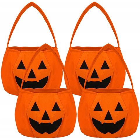 Borse Di Halloween A Forma Di Zucca Per Caramelle Set Da 4 Pezzi 14x18cm - Foto 1