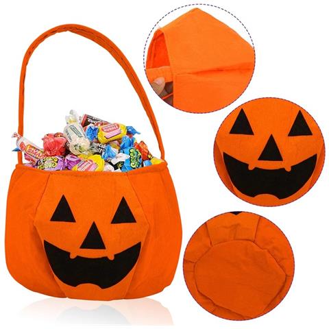 Borse Di Halloween A Forma Di Zucca Per Caramelle Set Da 4 Pezzi 14x18cm - Foto 2