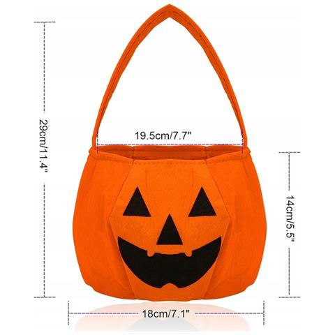 Borse Di Halloween A Forma Di Zucca Per Caramelle Set Da 4 Pezzi 14x18cm - Foto 3