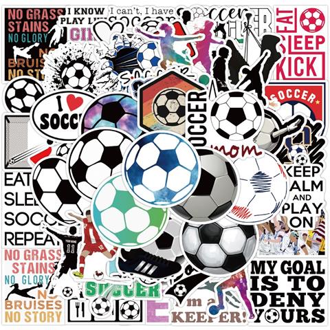 Set Di Adesivi Fai-da-te A Tema Calcio - 50 Decalcomanie Impermeabili In Pvc Per Appassionati Di Sport - Foto 1