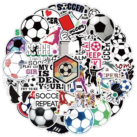 Set Di Adesivi Fai-da-te A Tema Calcio - 50 Decalcomanie Impermeabili In Pvc Per Appassionati Di Sport - Foto 2