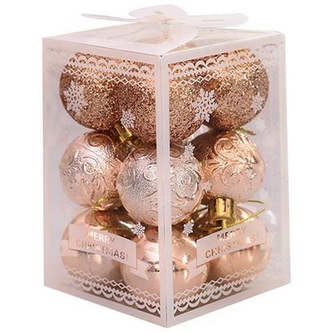 Palline Di Natale rangibili (12 Pezzi) Per Decorazioni Natalizie Champagne - Foto 1