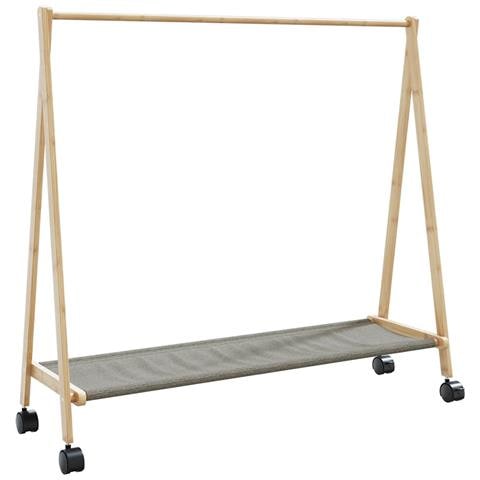Appendiabiti con Ripiani e Ruote 106x34x106,5 cm in Bambù - Foto 1