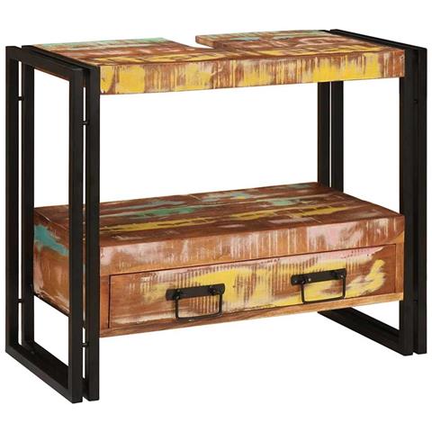 Mobile sottolavabo Legno massello di recupero e ferro - Foto 2