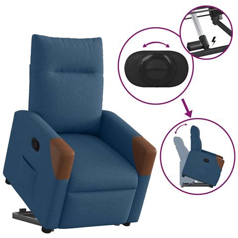 Poltrona Alzapersona Reclinabile Blu in Tessuto - Foto 9