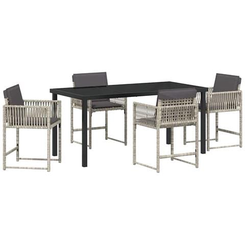 Set da Pranzo per Giardino 5 pcs Grigio chiaro polyrattan - Foto 1