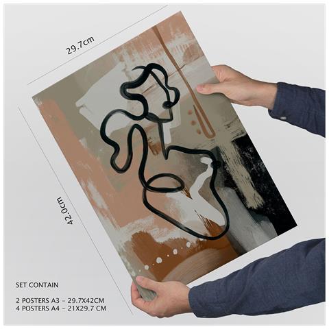 Set Di 6 Stampe Forme Stravaganti In Dipinti Decorativi Estetici Astratti Femminili Per Il Tuo Soggiorno A Casa A3 & A4 Senza Cornice - Foto 4