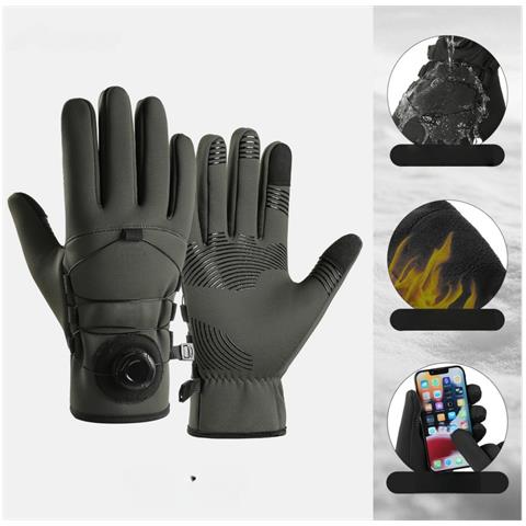 Guanti Invernali Da Ciclismo Sportivo Con Manopola - Impermeabili, Foderati In Pile, Compatibili Con Touchscreen Black - Foto 4