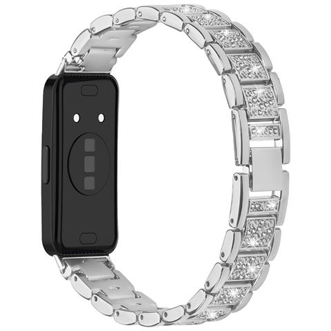 Elegante Cinturino In Acciaio Inossidabile Con Diamanti Compatibile Con Huawei Band 8/9/10 Silver - Foto 1