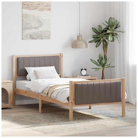 Struttura del Letto con testiera Marrone e taupe 90 x 200 cm - Foto 2