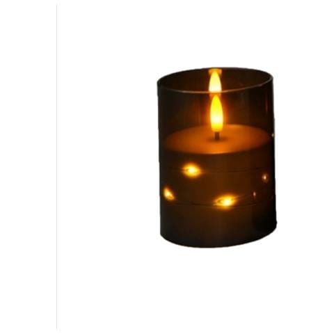 Candela Magica Led Senza Fiamma Con Luci A Filo Di Rame - Nera, 7.5x12.5cm, Per Natale, Compleanni E Matrimoni - Foto 1