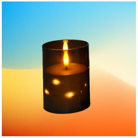 Candela Magica Led Senza Fiamma Con Luci A Filo Di Rame - Nera, 7.5x12.5cm, Per Natale, Compleanni E Matrimoni - Foto 2