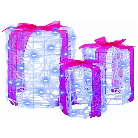 Decorazione Scatola Regalo 3 pcs Blu 20 x 20 x 21 cm Acrilico - Foto 1