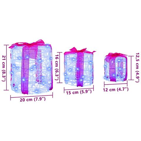 Decorazione Scatola Regalo 3 pcs Blu 20 x 20 x 21 cm Acrilico - Foto 7