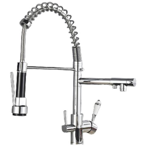 Rubinetto per lavello da cucina, Blackswan, tipo M13 con uscita acqua purificata, modello cromato, ceramica bianca con stampa, misura 50 cm - Foto 1