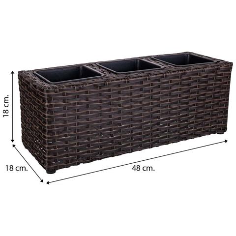Fioriera In Polyrattan Marrone 48x18x18h - Foto 6