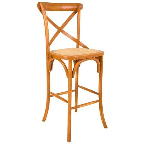 Sgabello In Legno E Seduta In Rattan Marrone 45x53x75/116h - Foto 1