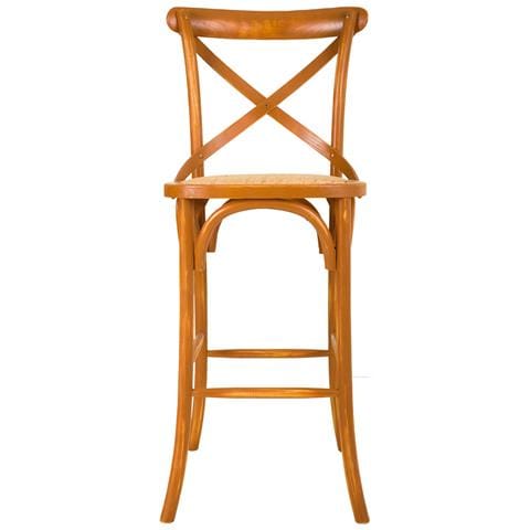 Sgabello In Legno E Seduta In Rattan Marrone 45x53x75/116h - Foto 2