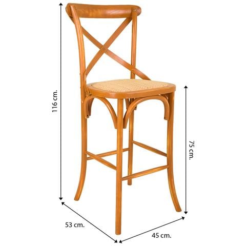 Sgabello In Legno E Seduta In Rattan Marrone 45x53x75/116h - Foto 8