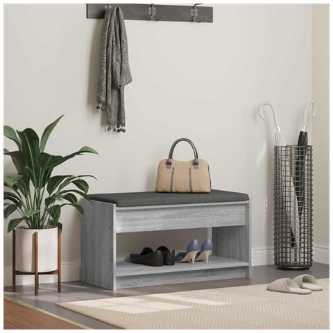 Panca per ingresso con cuscino Sonoma grigia 83 x 38 x 45 cm - Foto 2