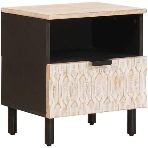 Armadio da Notte Bianco 40 x 33 x 46 cm Legno di mango massello - Foto 1