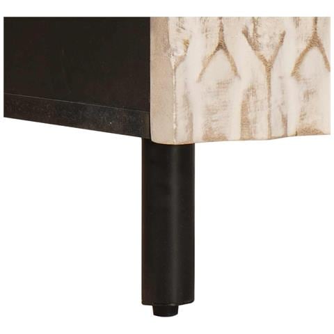 Armadio da Notte Bianco 40 x 33 x 46 cm Legno di mango massello - Foto 9