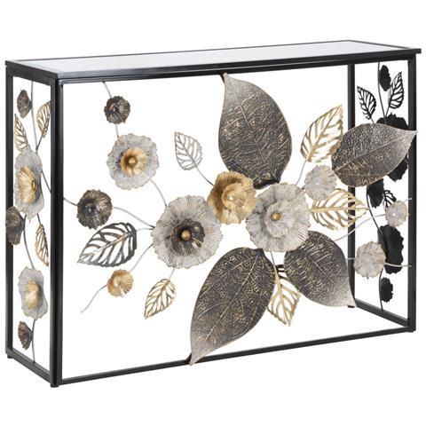 Tavolo Consolle Foglia 70-multicolore-metallo-111,8x41,9x80 Cm - Foto 1
