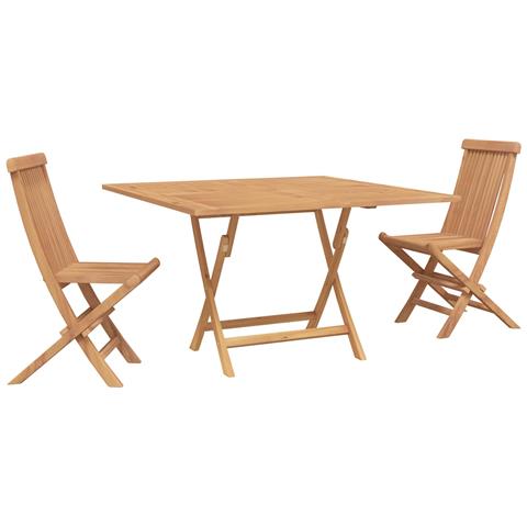 Set Bistro da Giardino 3 pcs Marrone Legno Teak Massello - Foto 1