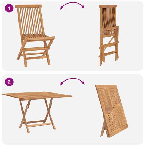 Set Bistro da Giardino 3 pcs Marrone Legno Teak Massello - Foto 9