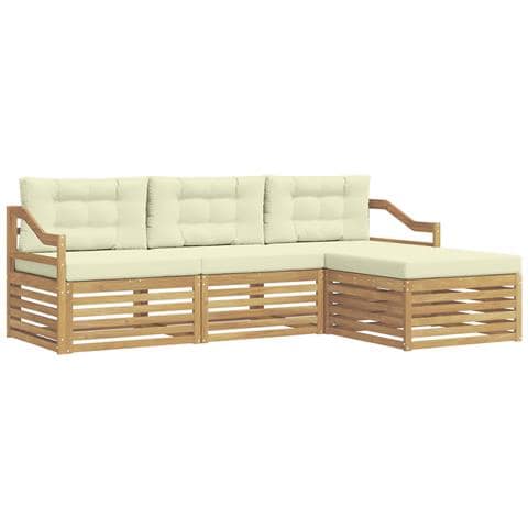 Set di divani da esterno 4 pcs Bianco e Crema Poliestere - Foto 1