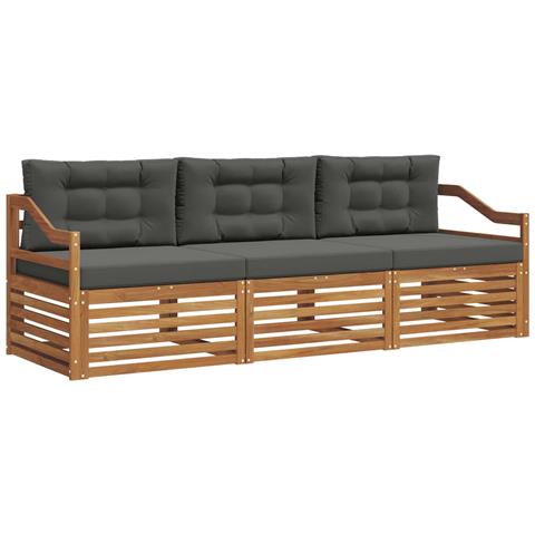 Set di divani da esterno con cuscino 3 pcs Naturale e Antracite - Foto 1