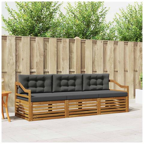 Set di divani da esterno con cuscino 3 pcs Naturale e Antracite - Foto 2