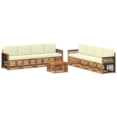 Set divani con cuscino 9 pcs Legno di Acacia Massello - Foto 1