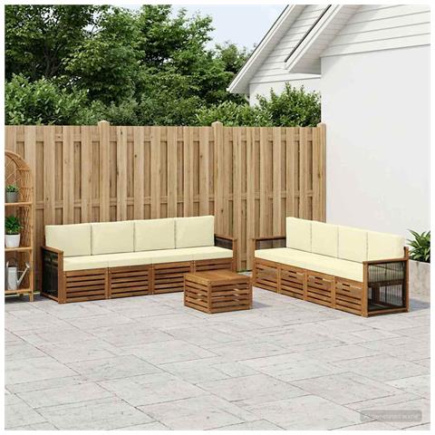 Set divani con cuscino 9 pcs Legno di Acacia Massello - Foto 2