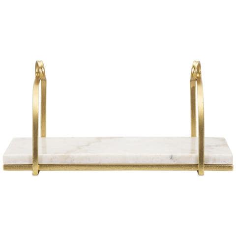 Mensola Da Muro Marble In Ferro Dorato E Marmo Bianco — 40x16x18 Cm - Foto 2
