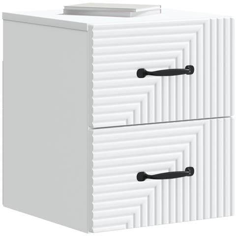 Mobiletto da notte a muro con cassetto Bianco 34,5 x 33 x 40 cm - Foto 2