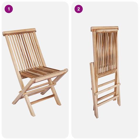 Sedia da giardino pieghevole 4 pz Naturale Legno di teak solido - Foto 9