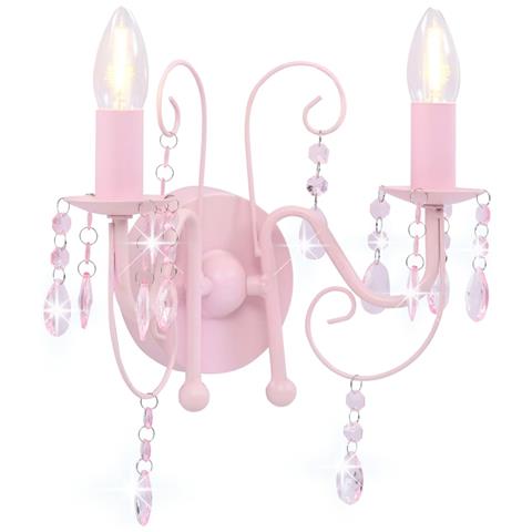 Lampada da Muro con Perle Rosa 2 Lampadine E14 - Foto 1