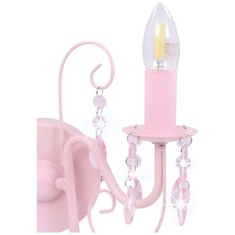 Lampada da Muro con Perle Rosa 2 Lampadine E14 - Foto 2