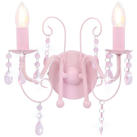 Lampada da Muro con Perle Rosa 2 Lampadine E14 - Foto 5
