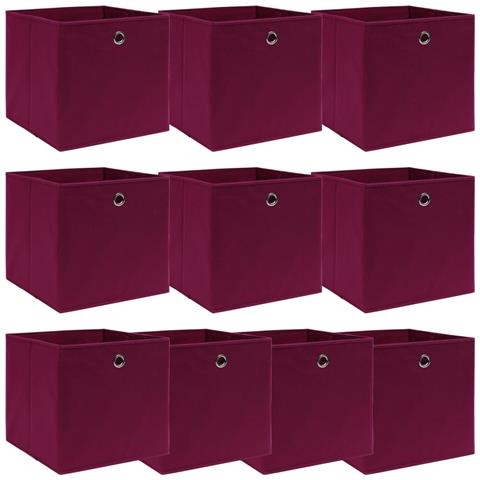 Scatole con Coperchi 10 pz Rosso Scuro 32x32x32 cm Tessuto - Foto 1