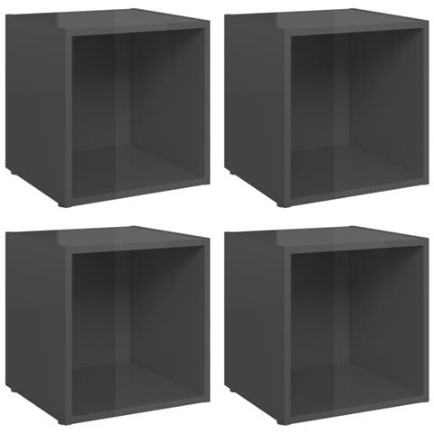 Mobili Porta TV 4pz Grigio Lucido 37x35x37 cm Legno Multistrato - Foto 1