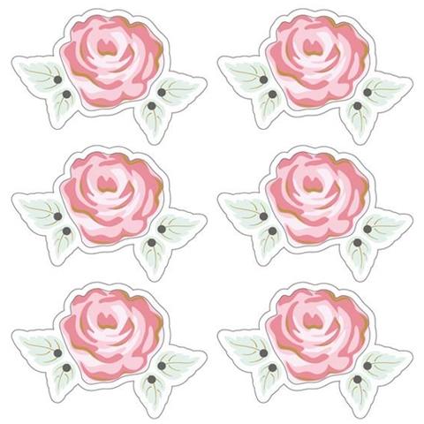 Adesivi 3d 4 Cm - Rosa Romantica Con Contorno Bianco - Foto 1