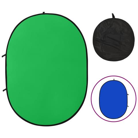 Fondale Ovale 2 In 1 Studio Fotografico Verde E Blu 200x150 Cm - Foto 1