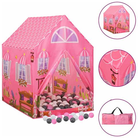 Tenda Da Gioco Per Bambini Rosa Con 250 Palline 69x94x104 Cm - Foto 1