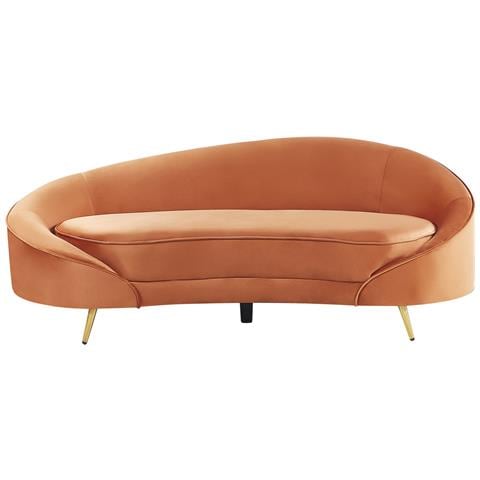 Divano 3 Posti Velluto Arancione E Oro Savar - Foto 2